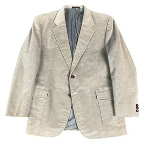 Vintage Levis Western Wear Blazer Mens 46 R Large Beige Gray Jacket Velvet Suit
